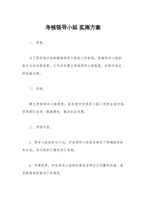 考核领导小组 实施方案