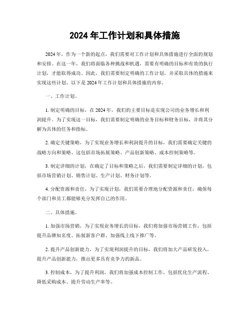 2024年工作计划和具体措施