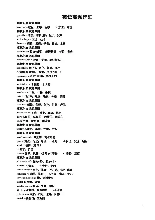 英语高频词汇表