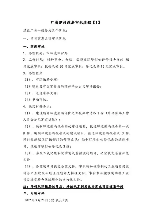 工厂建设政府审批流程