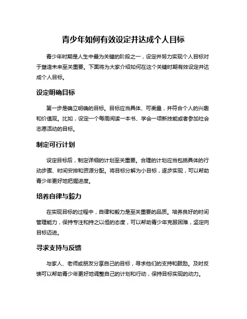 青少年如何有效设定并达成个人目标