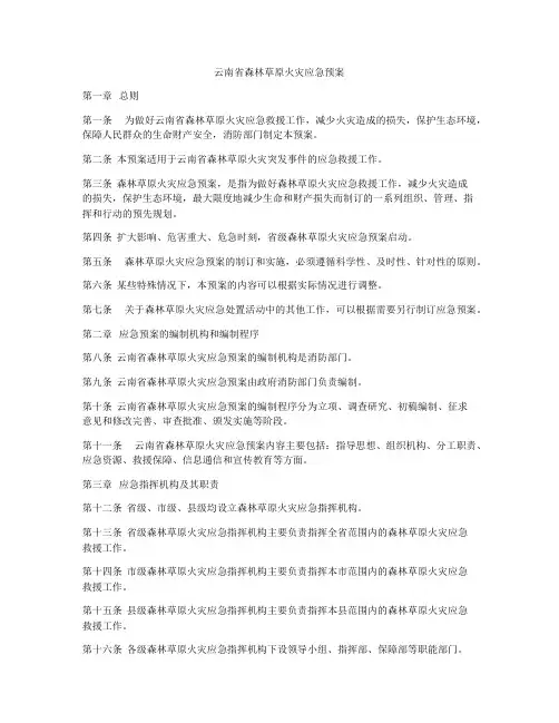 云南省森林草原火灾应急预案