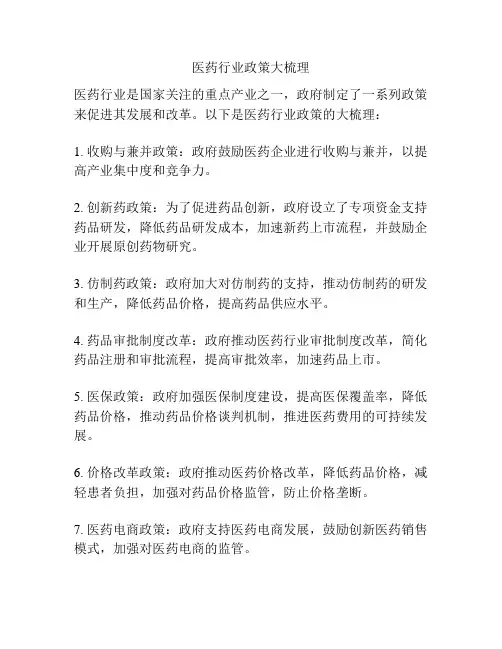 医药行业政策大梳理