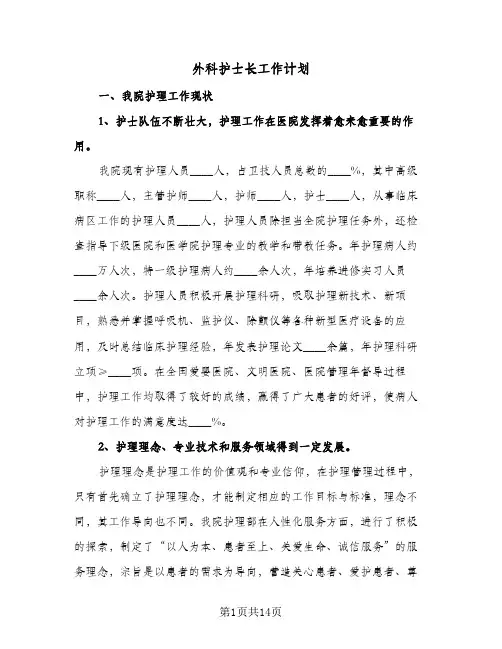 外科护士长工作计划（五篇）
