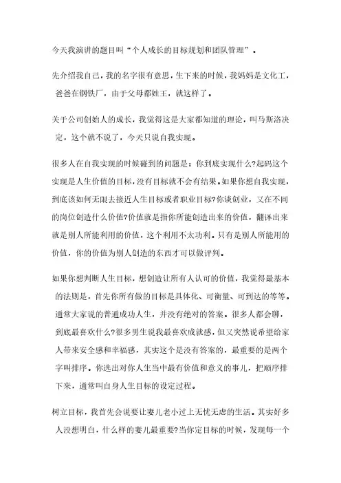 个人成长的目标规划和团队管理