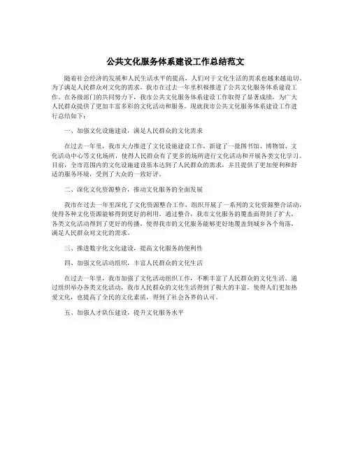 公共文化服务体系建设工作总结范文