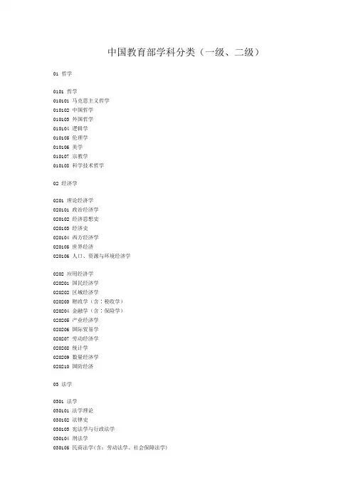 中国教育部学科分类