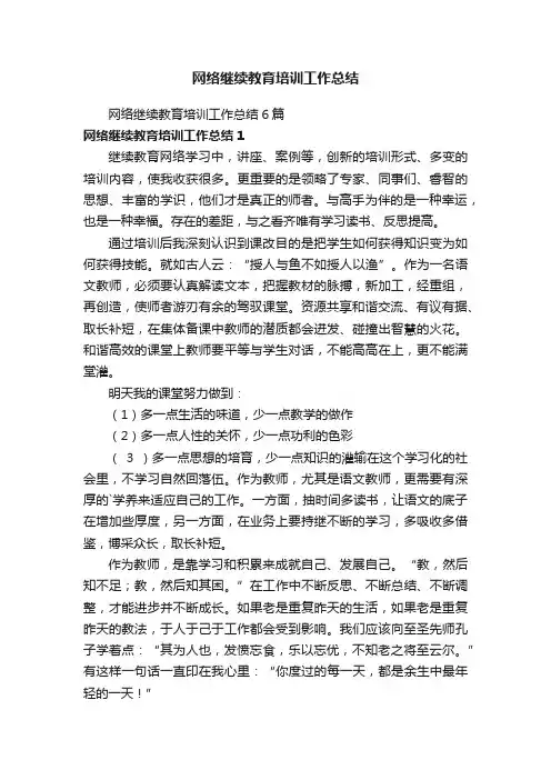 网络继续教育培训工作总结