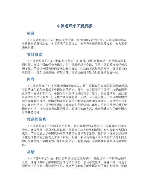 中国老师来了观后感