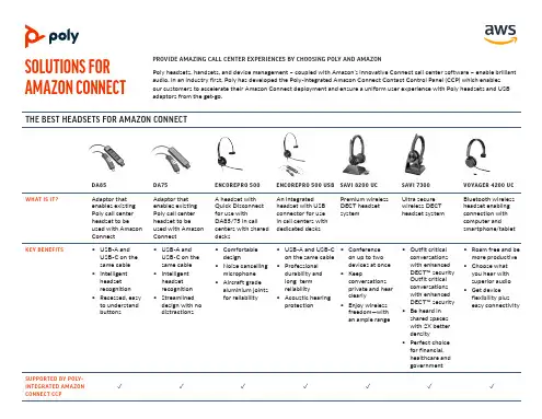 Poly 电话中心耳机与 Amazon Connect 适配器的配件说明书