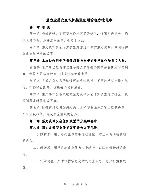 强力皮带安全保护装置使用管理办法范本（2篇）