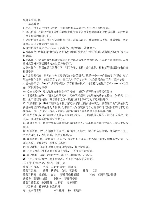 果树资源与利用资料