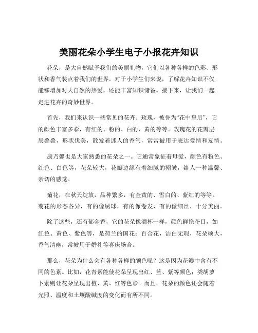 美丽花朵小学生电子小报花卉知识