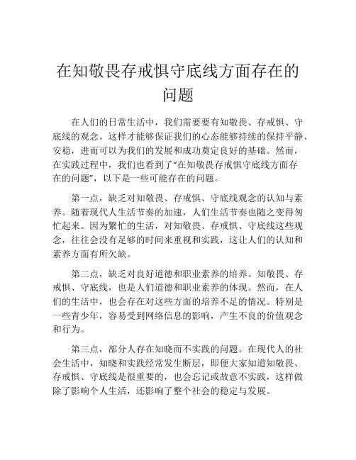 在知敬畏存戒惧守底线方面存在的问题