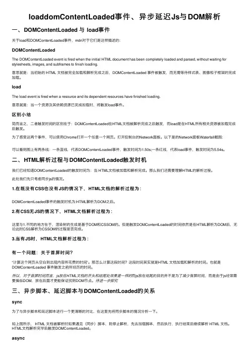 loaddomContentLoaded事件、异步延迟Js与DOM解析
