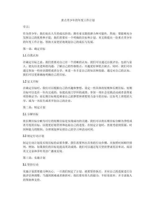 重点青少年的年度工作计划
