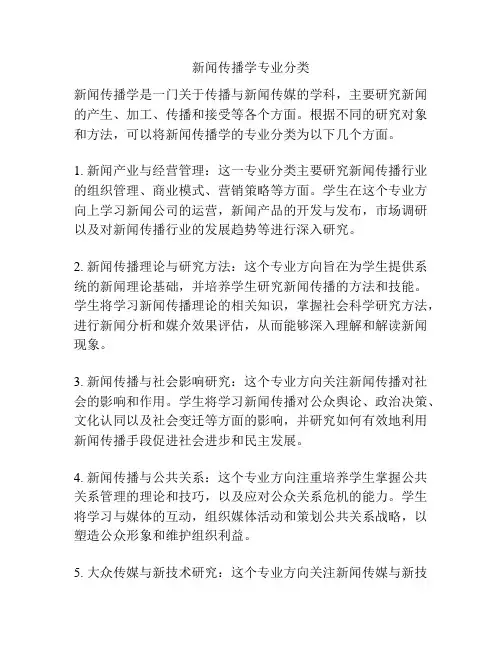 新闻传播学专业分类