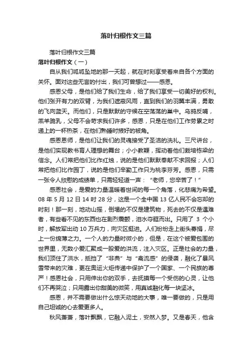 落叶归根作文三篇
