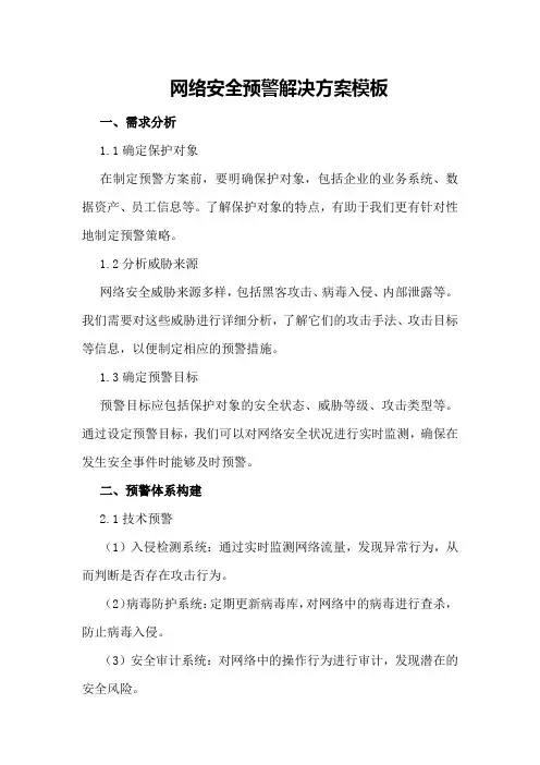 网络安全预警解决方案模板