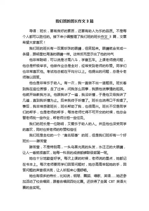我们班的班长作文3篇