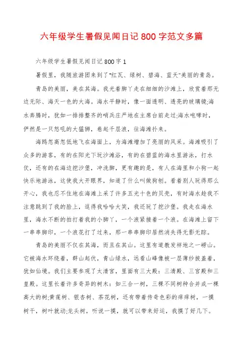 六年级学生暑假见闻日记800字范文多篇