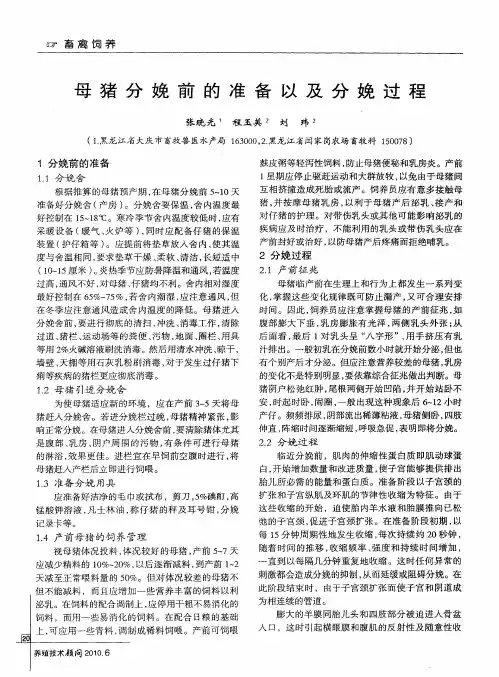 母猪分娩前的准备以及分娩过程