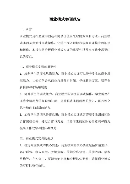商业模式实训报告