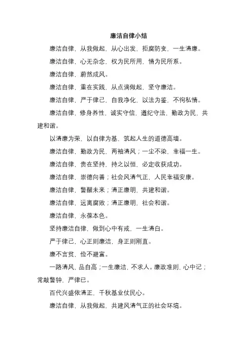 廉洁自律小结