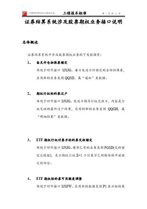 深交所证券结算系统涉及股票期权业务接口说明