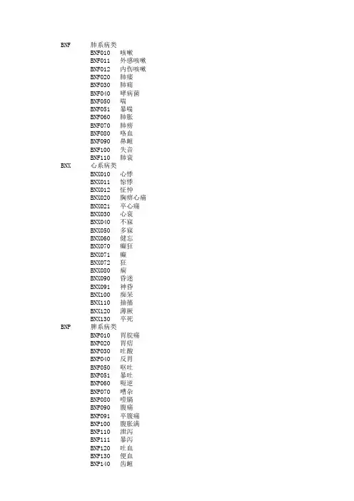 中医疾病分类编码