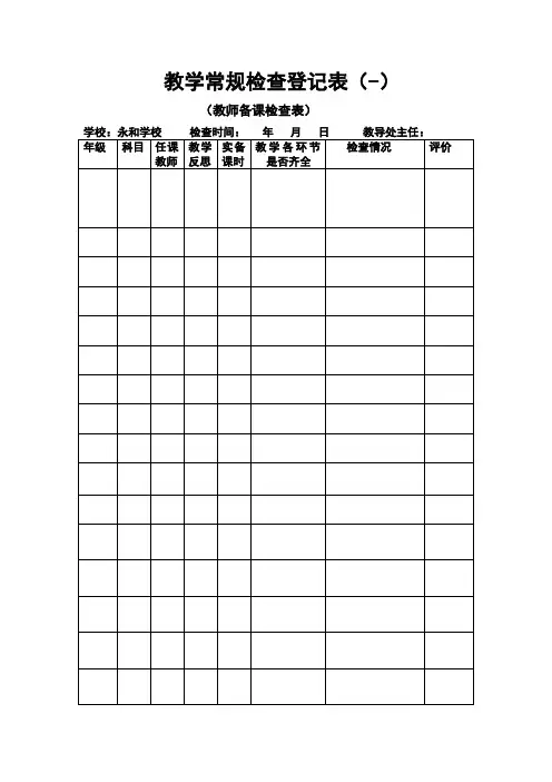 教学常规检查登记表