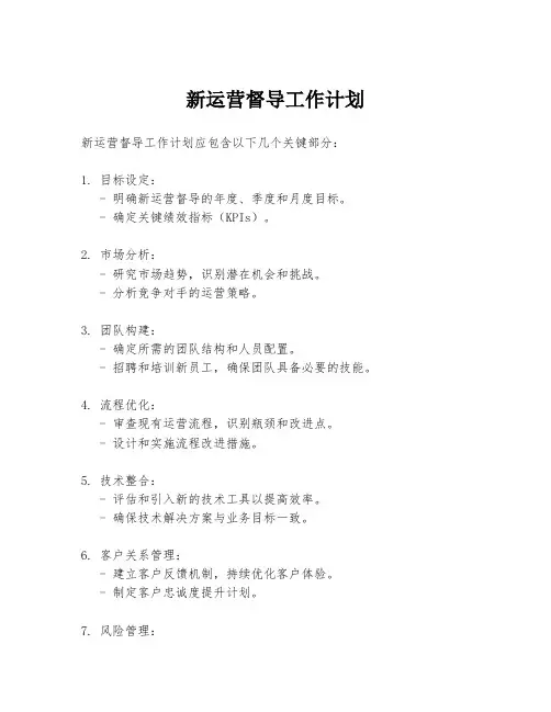 新运营督导工作计划