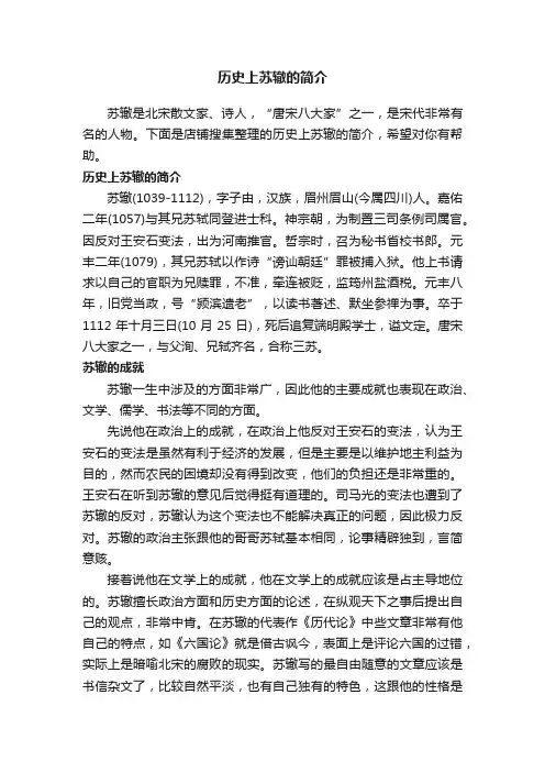 历史上苏辙的简介