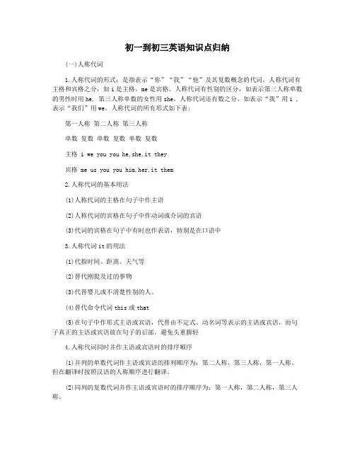 初一到初三英语知识点归纳