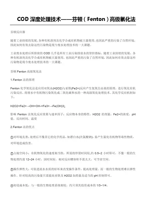 芬顿COD深度处理技术