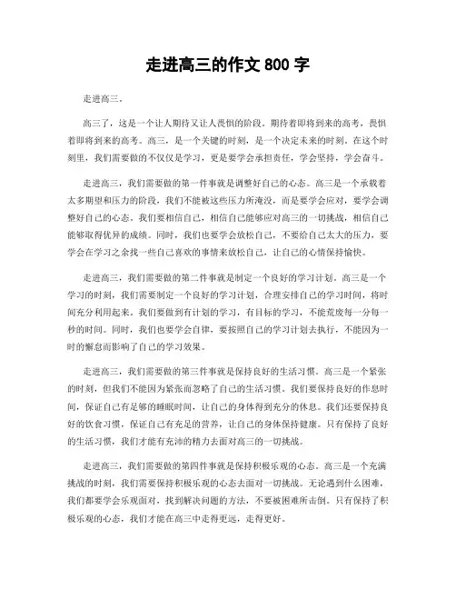 走进高三的作文800字