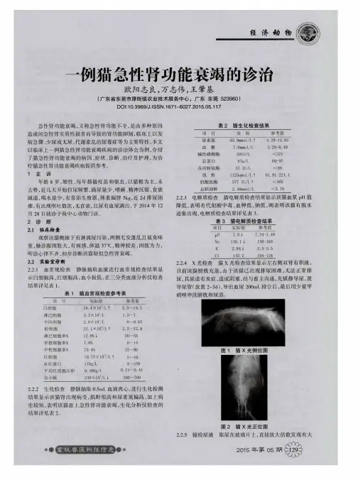 一例猫急性肾功能衰竭的诊治