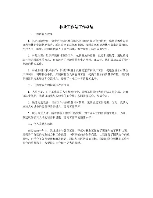 林业工作站工作总结