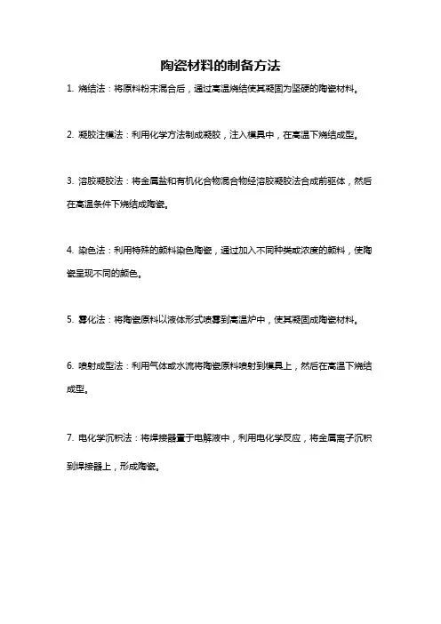 陶瓷材料的制备方法