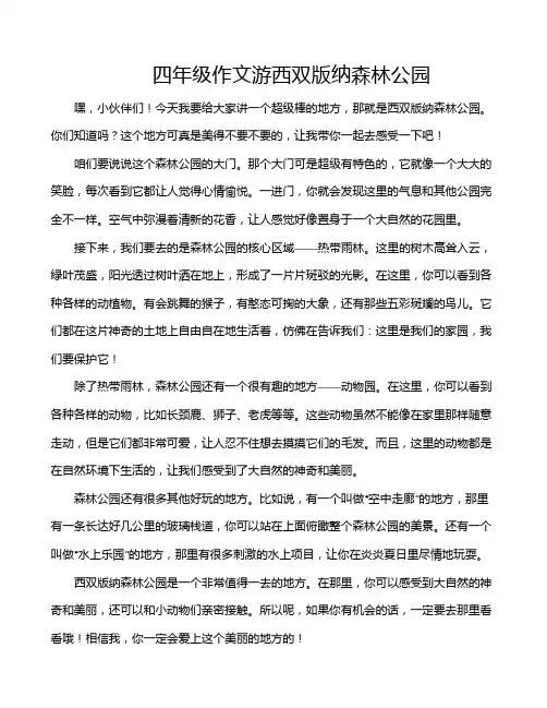 四年级作文游西双版纳森林公园