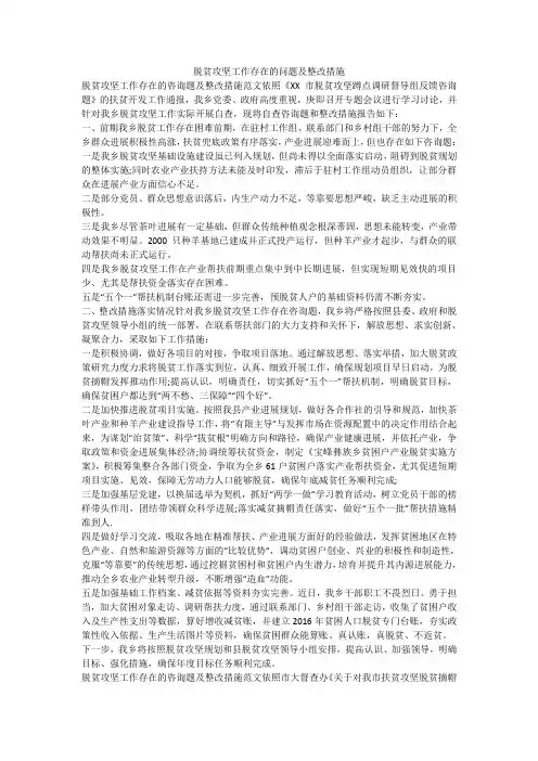 脱贫攻坚工作存在的问题及整改措施