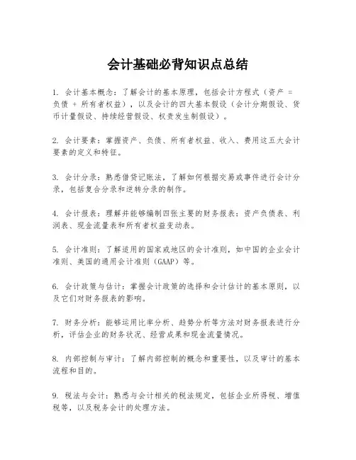 会计基础必背知识点总结