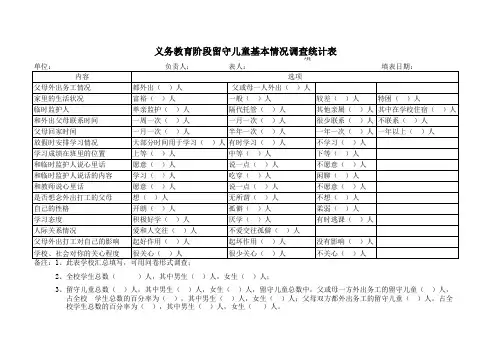留守儿童调查统计表