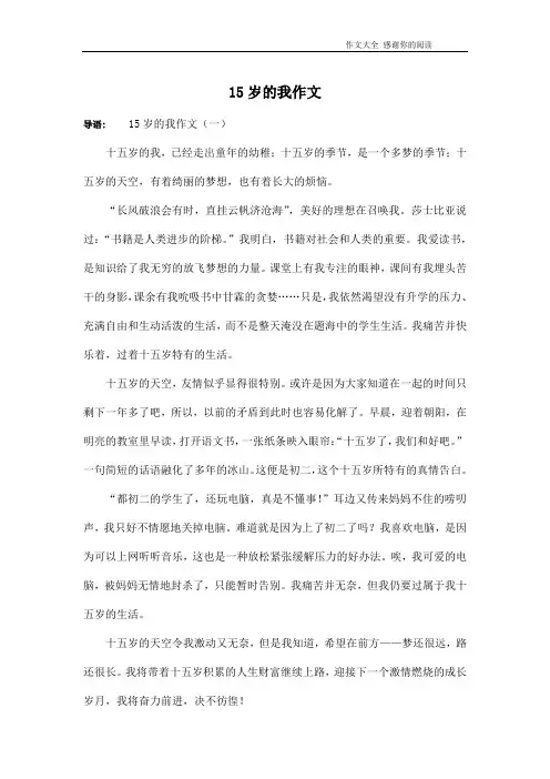 15岁的我作文