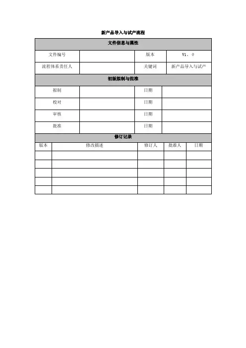 新产品导入与试产流程设计
