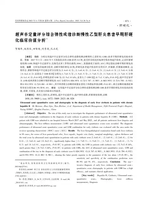 超声半定量评分结合弹性成像诊断慢性乙型肝炎患者早期肝硬化临床价值分析