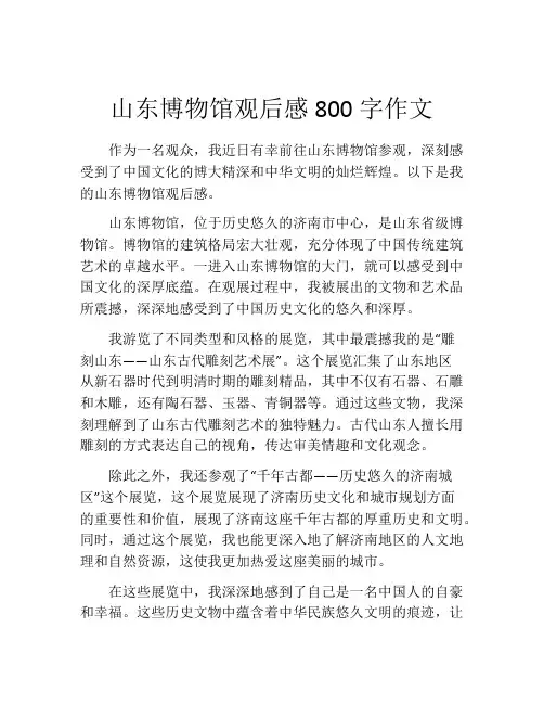 山东博物馆观后感800字作文