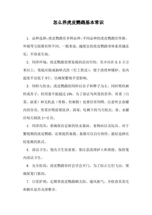 怎么养虎皮鹦鹉基本常识