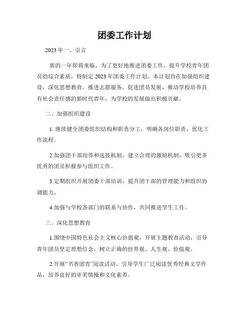 团委工作计划