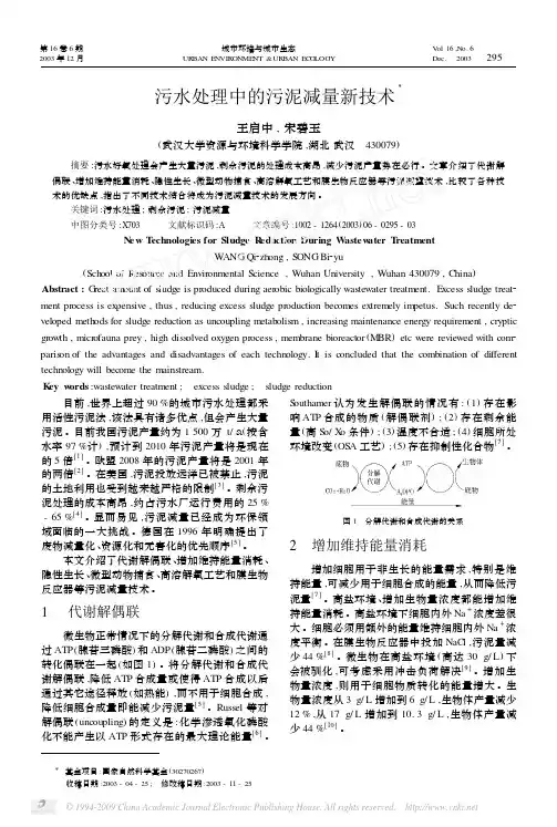 污水处理中的污泥减量新技术